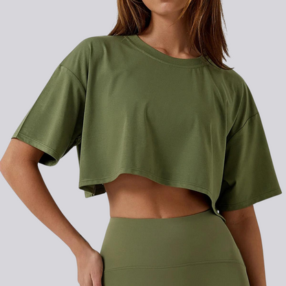 Short-Sleeve Loose Crop Top