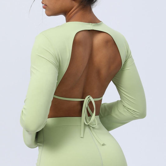 Flared Sleeve Open Back Top
