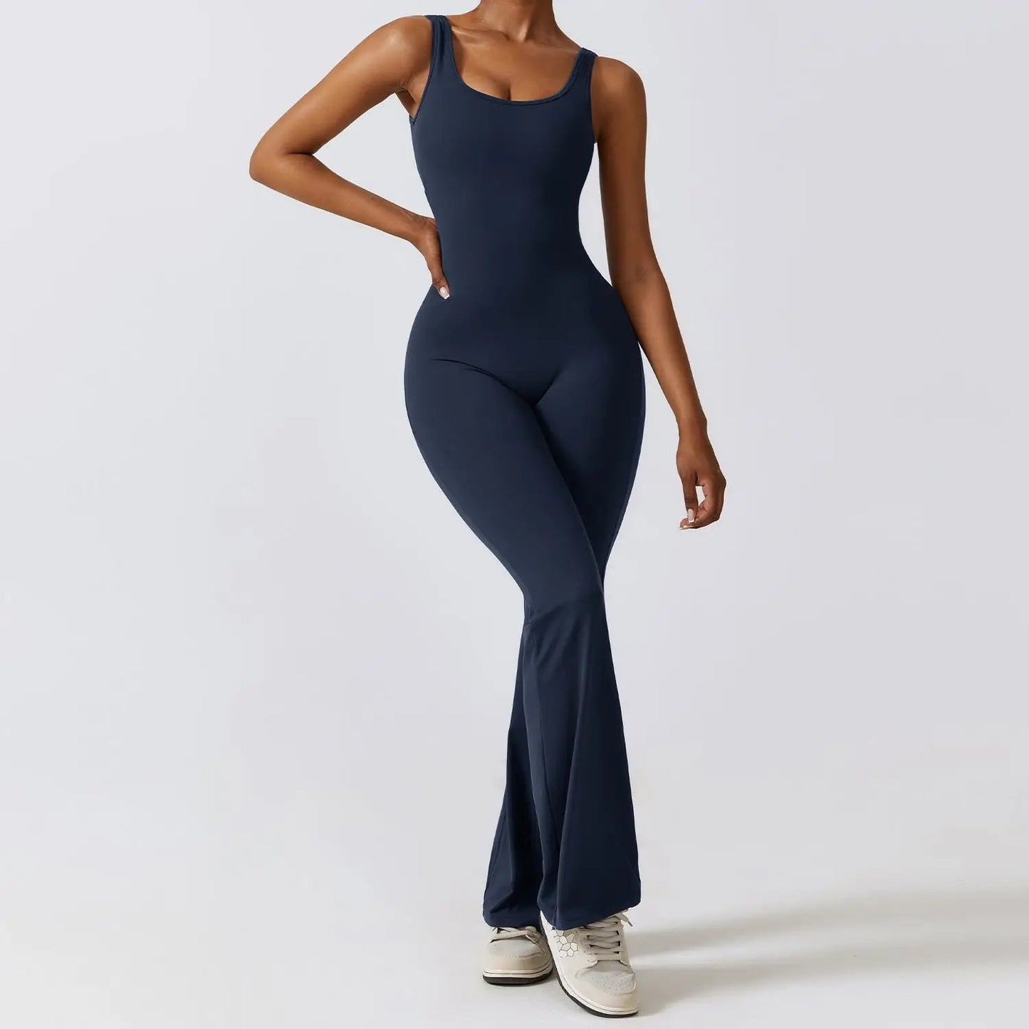 Sleeveless Open-Back Flared-Pants Jumpsuit