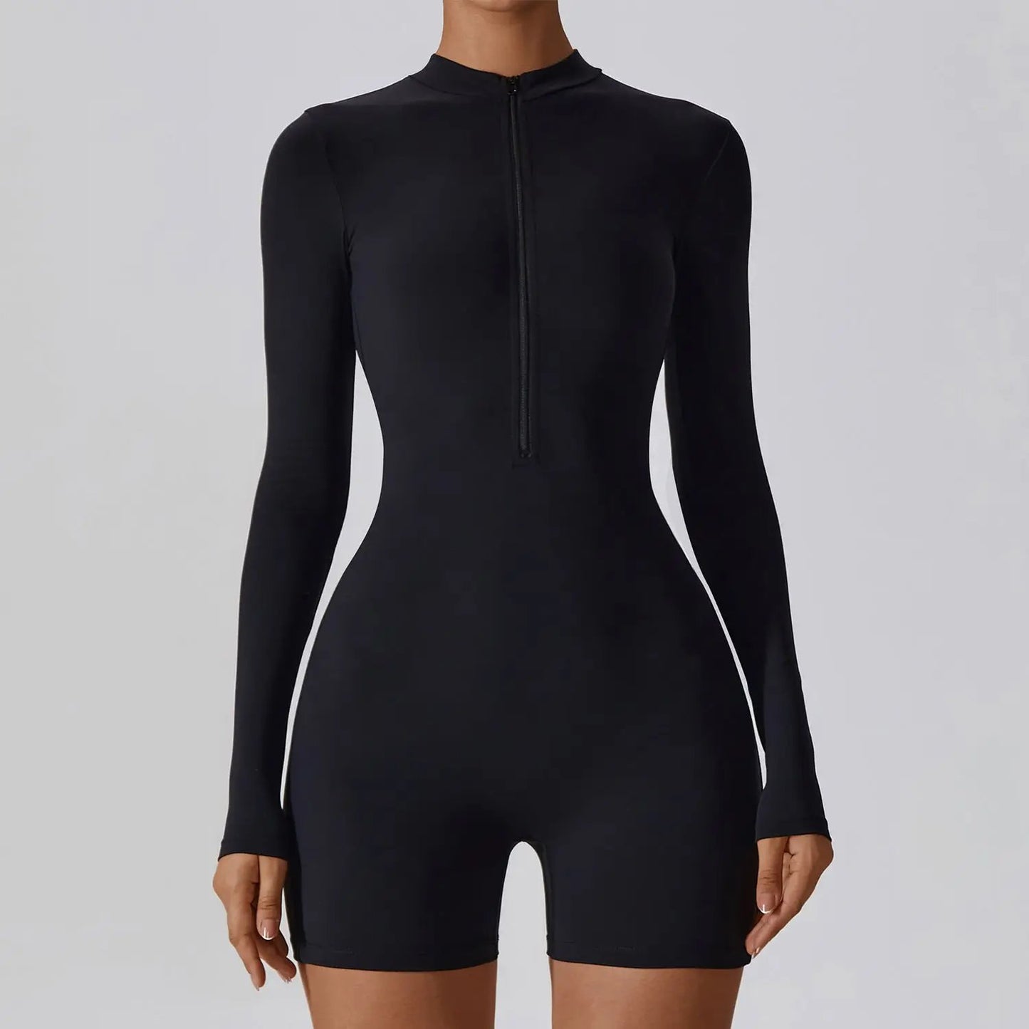 Long-Sleeve Half-Zip Romper