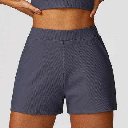 Mini Ribbed Shorts With Pockets