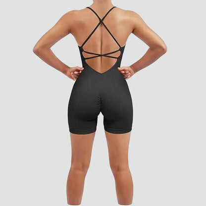 Sleeveless Butt-Lift Cross-Back Romper