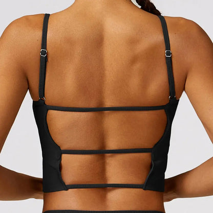 YIYI Adjustable Strap Beauty Back Workout Tops With Padded Shockproof Gym Bra Fashion Ladies Fitness Bra Women Yoga Bra Front