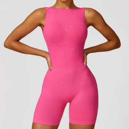 YIYI Seamless Beauty Back Sexy Athletic Rompers Scrunch Butt Breathable Dance Rompers Girls Quick Dry Active Wear Jumpsuit
