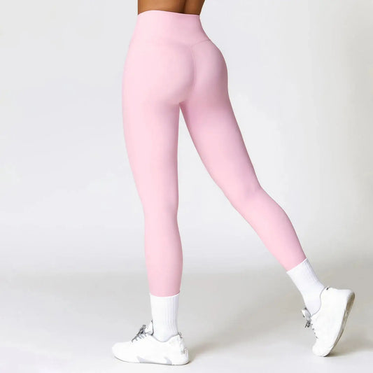YIYI Fashion No Front Stitch Line Outdoor Tummy Control Leggings No Scrunch Butt Comfortable Gym Tights Pants Yoga Leggings