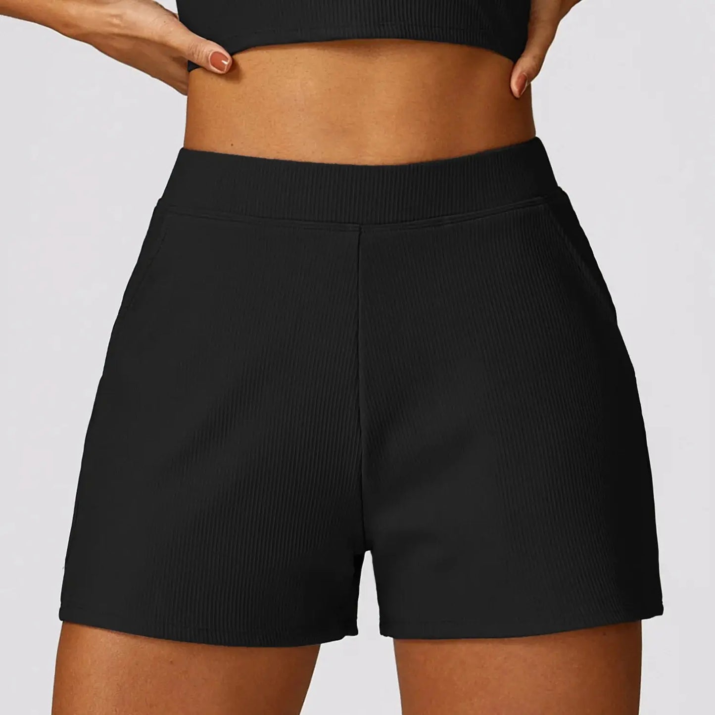 YIYI Lulu Ribbed Soft Breathable Athletic Shorts Girls High Waist Comfortable Gym Shorts Ladies Spandex Shorts For Women