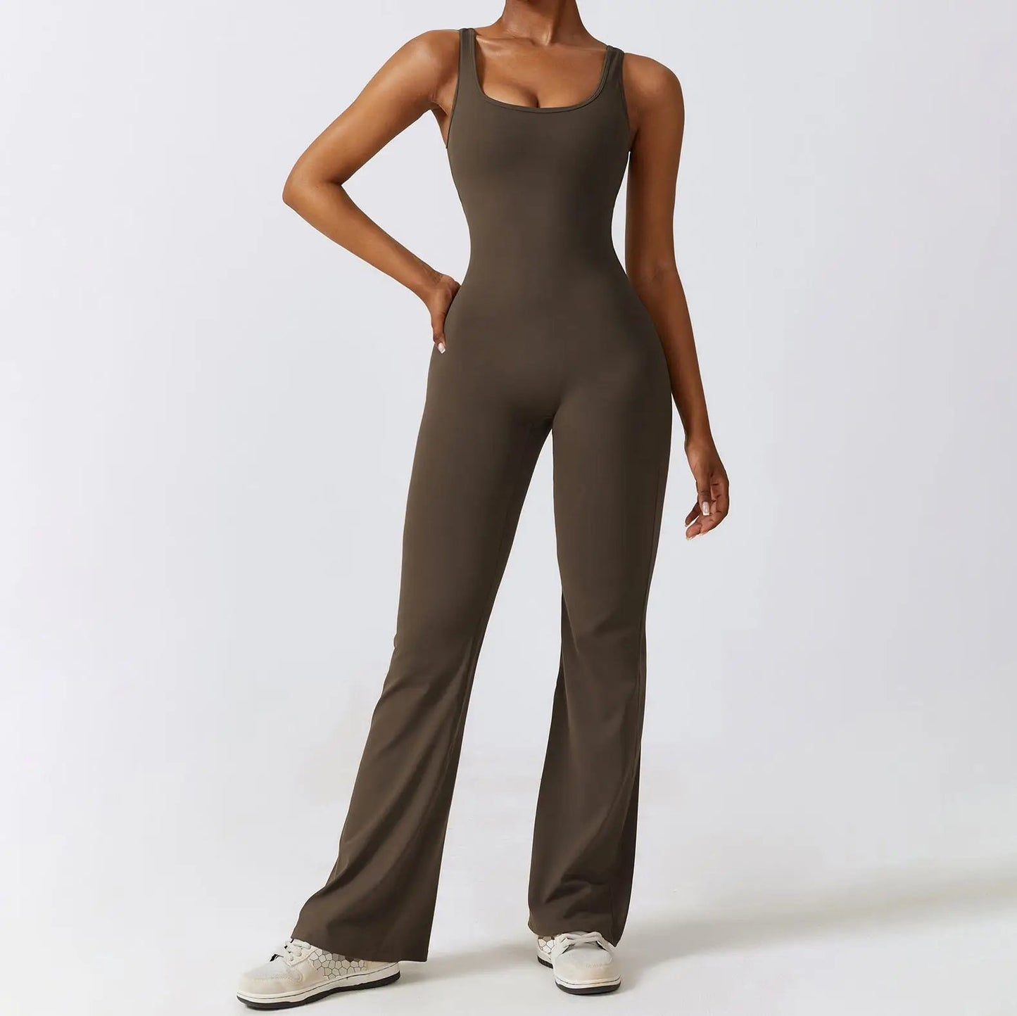 Sleeveless Open-Back Flared-Pants Jumpsuit