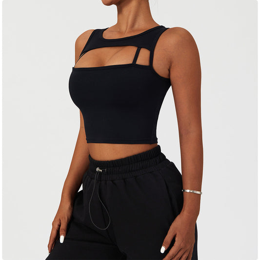 Sleeveless Cut-Out Front Crop Top
