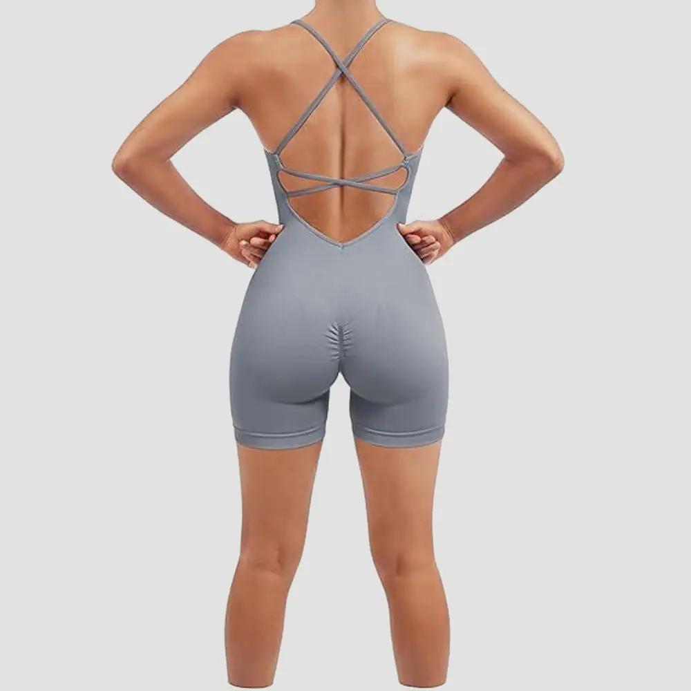 Sleeveless Butt-Lift Cross-Back Romper