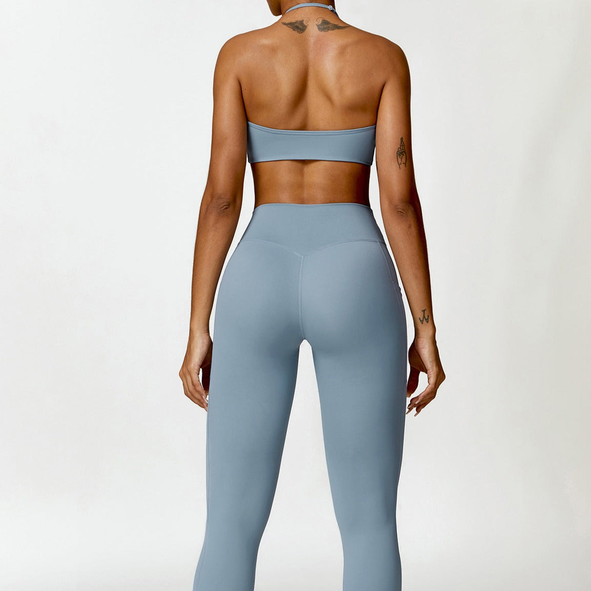 Twisted Bra And Skinny Leggings Set S / Gray Two - Piece