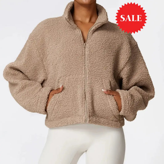 YIYI Winter Warm Soft Wool Gym Coats Girls Comfortable With Drawstring Workout Training Coats Fashion Heavy Winter Sports Coat