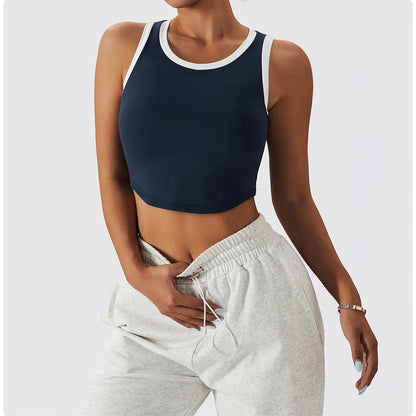 Sleeveless Two-Layer Cropped Tank Top