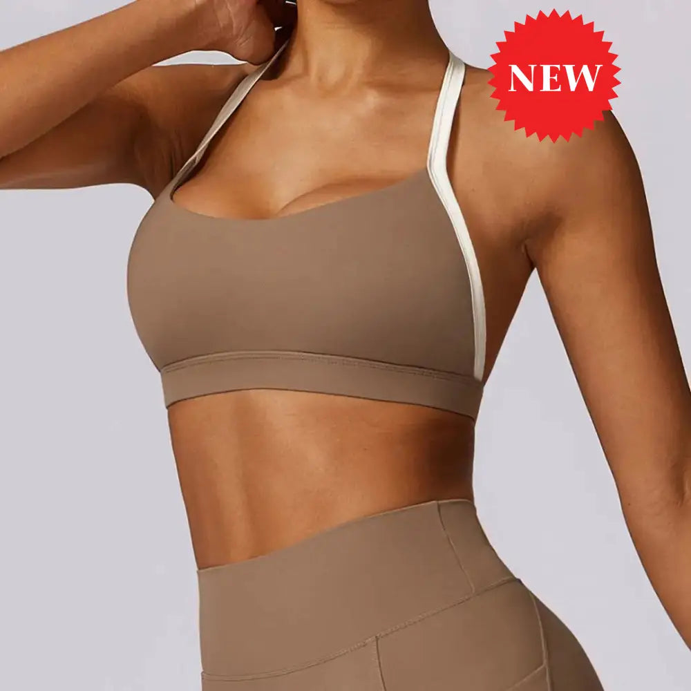 Nova Sleeveless Halter Strap Bra S / Khaki Top