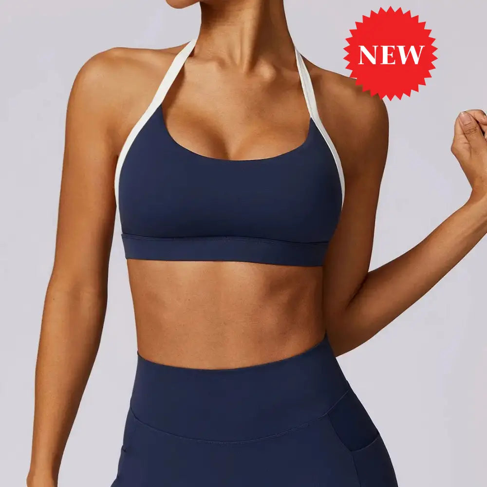 Nova Sleeveless Halter Strap Bra S / Navy Top