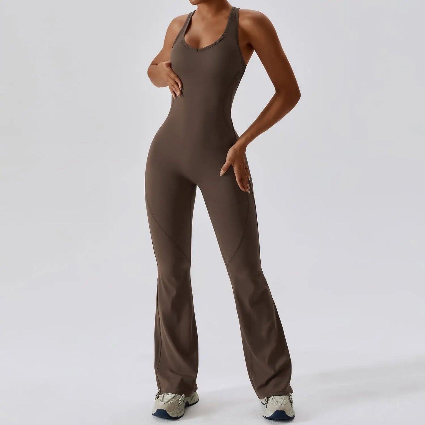 Sleeveless Backless Flared-Pants Jumpsuit