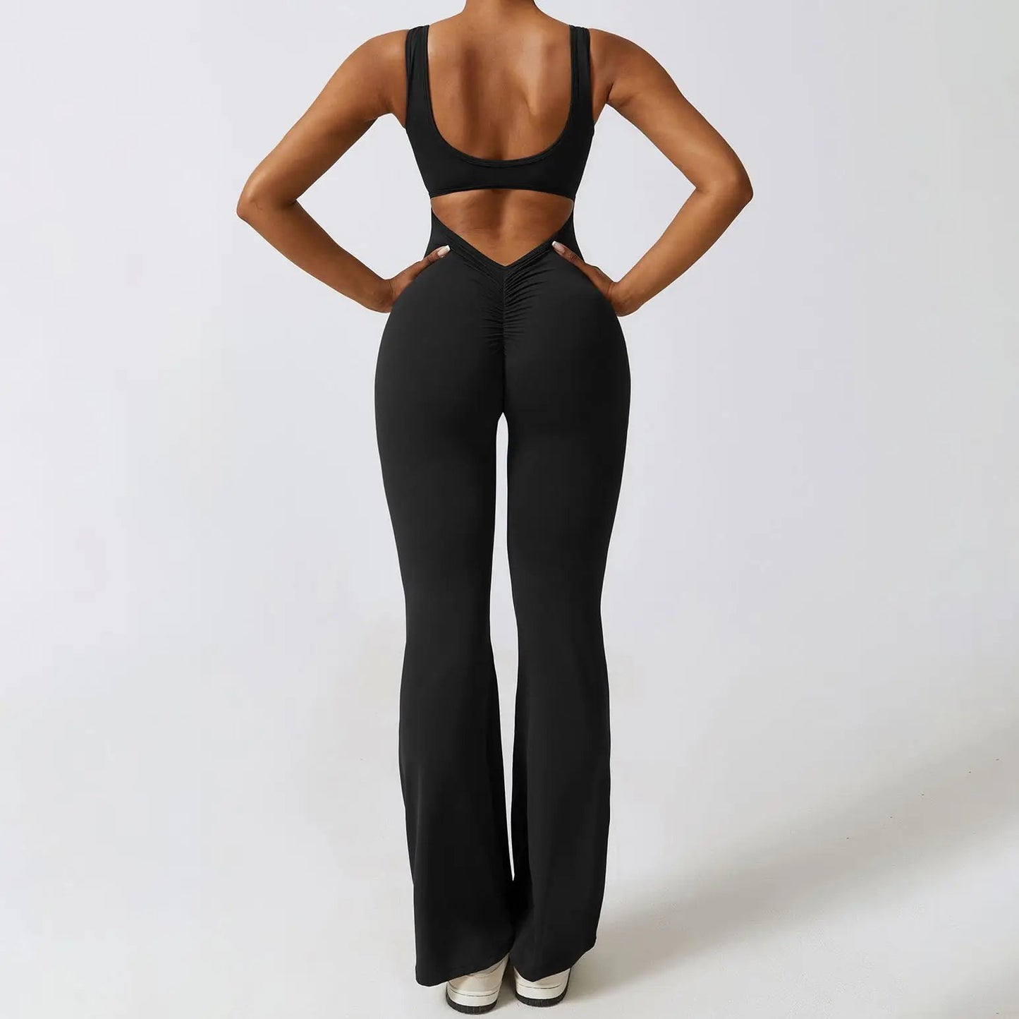 Sleeveless Open-Back Flared-Pants Jumpsuit