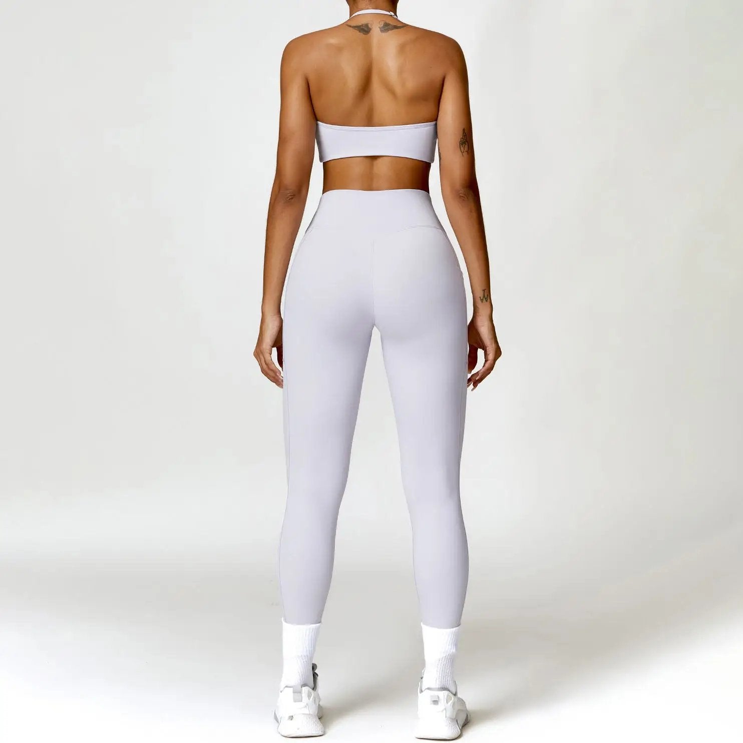 Twisted Bra And Skinny Leggings Set S / Milk White Two - Piece