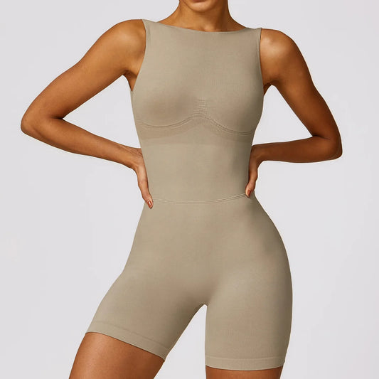 YIYI Seamless Beauty Back Sexy Athletic Rompers Scrunch Butt Breathable Dance Rompers Girls Quick Dry Active Wear Jumpsuit