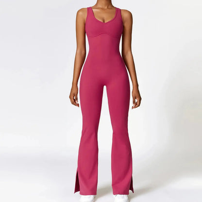 Sleeveless Open-Back Flared-Pants Jumpsuit