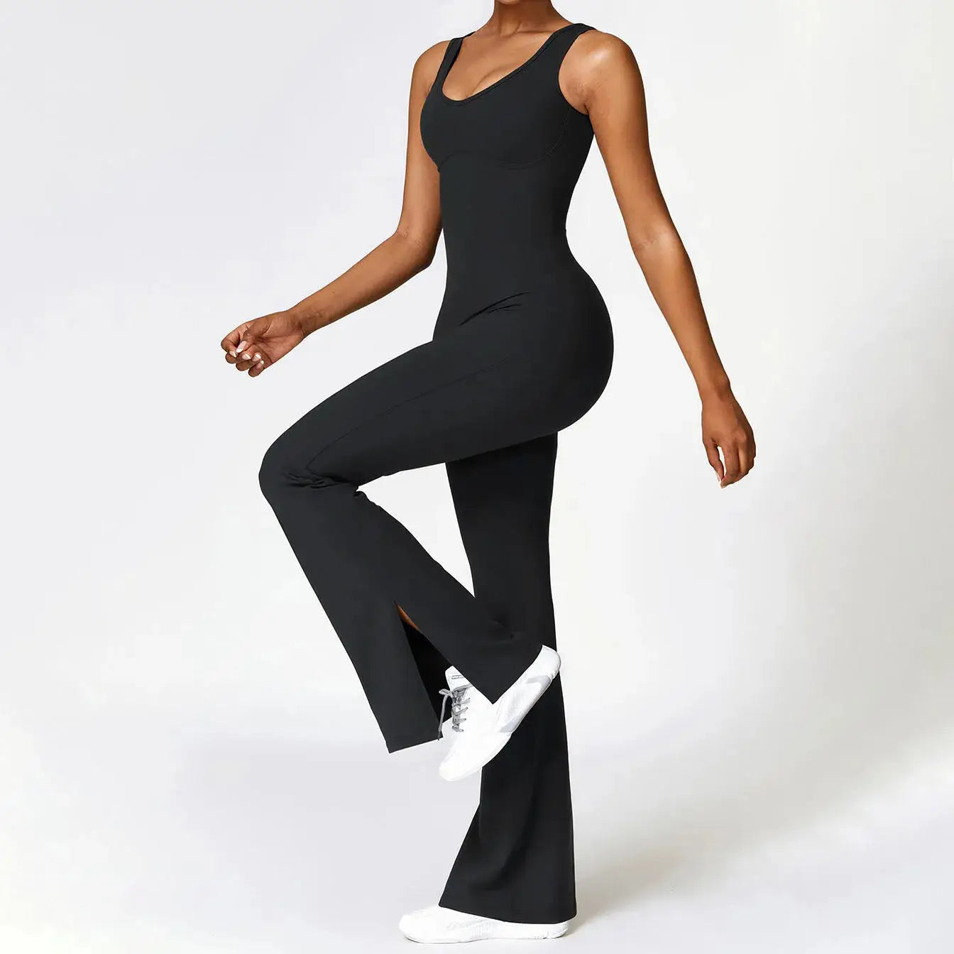 Sleeveless Open-Back Flared-Pants Jumpsuit