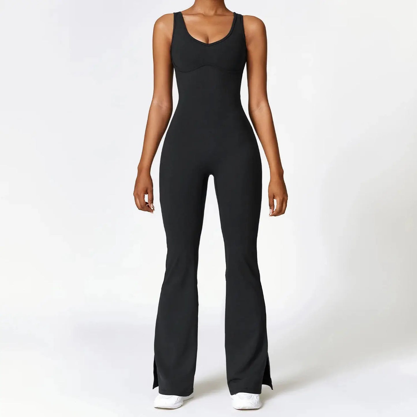 Sleeveless Open-Back Flared-Pants Jumpsuit