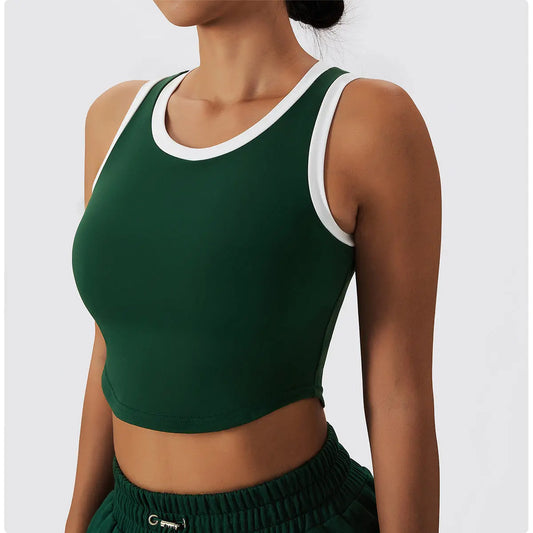 Sleeveless Two-Layer Cropped Tank Top