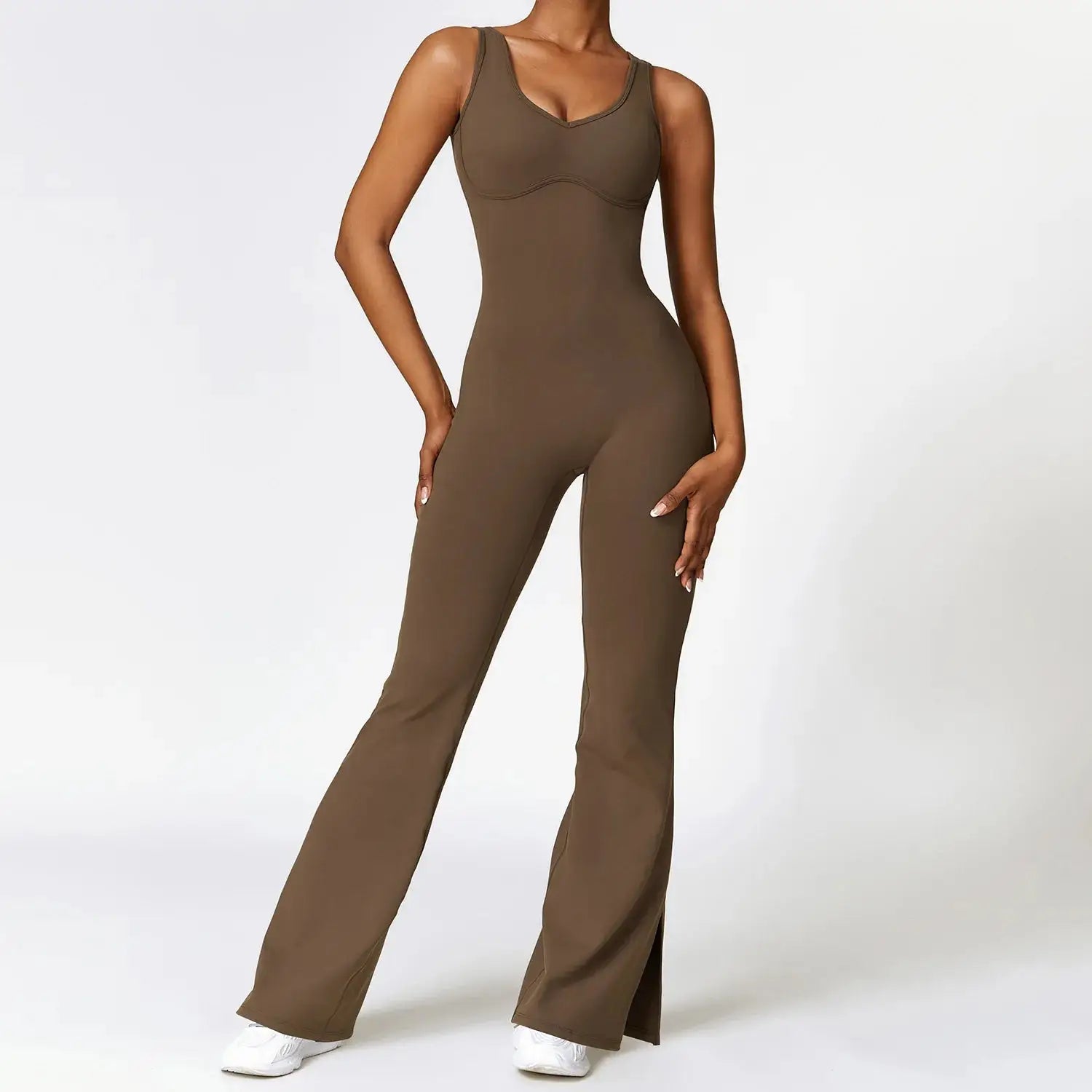 Sleeveless Open-Back Flared-Pants Jumpsuit