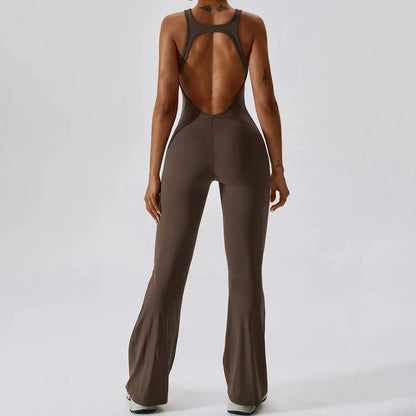 Sleeveless Backless Flared-Pants Jumpsuit