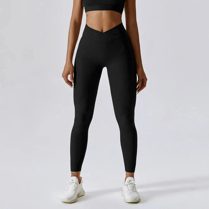 Ribbed Cross-Waist Leggings