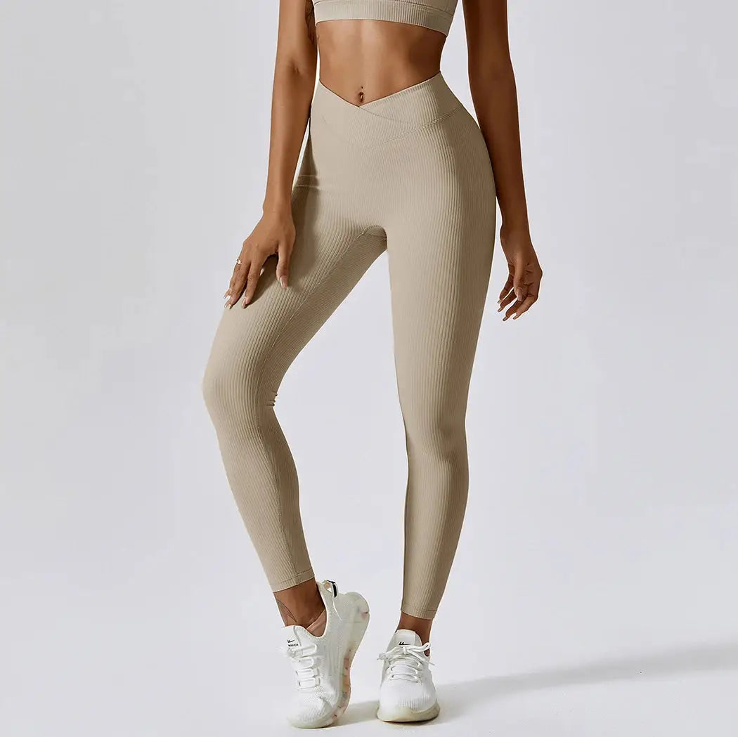 Ribbed Cross-Waist Leggings