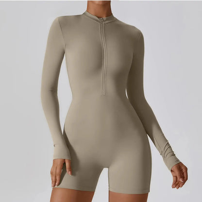 Long-Sleeve Half-Zip Romper