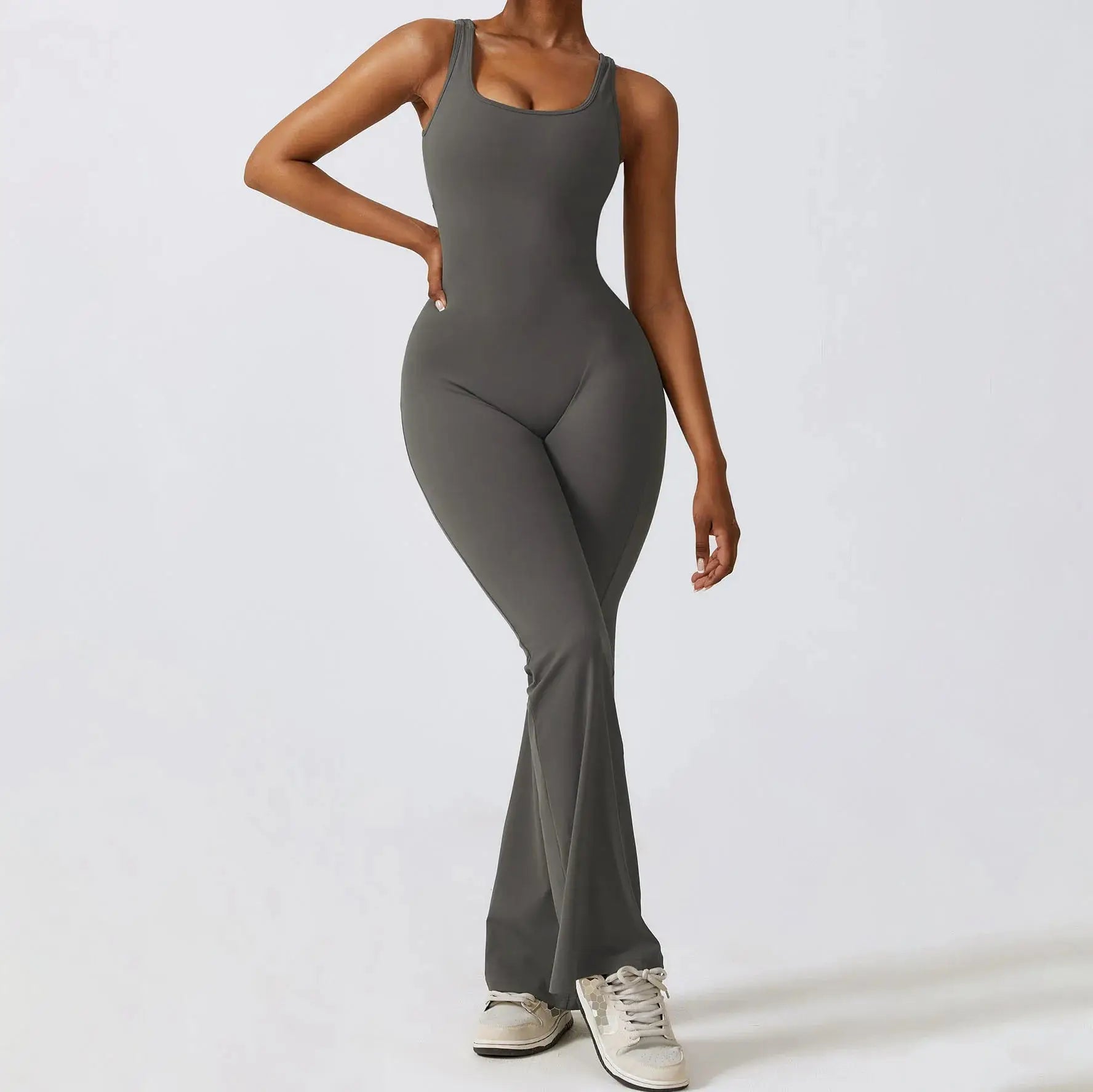 Sleeveless Open-Back Flared-Pants Jumpsuit