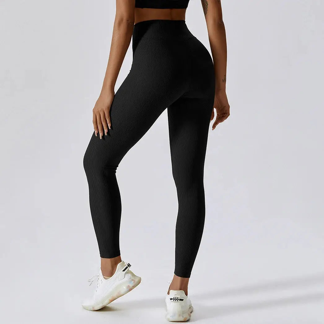 Ribbed Cross-Waist Leggings